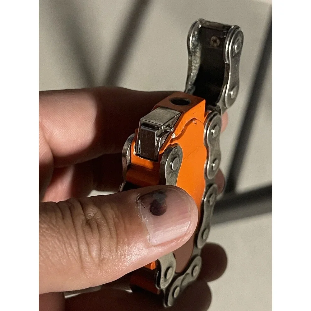 Vintage Automatic Cigarette Lighter Orange Bike Chain Link